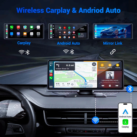 Pionray 11 inches android auto Universal Portable Carplay for Car Screen Car Radio WIFI Video Wireless Carplay Screen for Apple