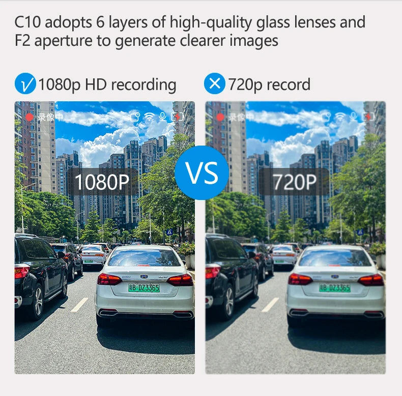 10-inch for Car Touch Screen Video Recorder Rearview mirror Dash Cam Front and Rear Camera Mirror DVR (Rear camera optional)