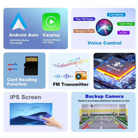 Portable Touch Screen 7inch IPS CarPlay Android Auto Car Radio Multimedia Video Player GPS Navigation Wifi Rear View Camera