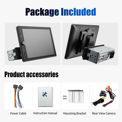 ESSGOO 10.1 Inch Rotatable IPS Touch Screen Single DIN Car Stereo Head Unit Wireless Carplay Android Auto Radio USB AUX TF