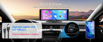 ESSGOO 10.26" portable universal car stereo Radio HD Tour screen GPS Navi WIFI Apple carplay Android auto BT MIrror link AUX FM