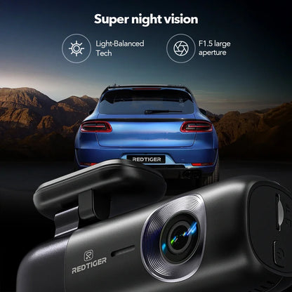 REDTIGER Dash Cam 4K Front and Rear WiFi GPS Car Camera for Parking Mode Car Dvr for Night Vision Car Recorder By App Control