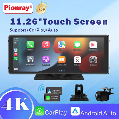 Pionray 11 inches android auto Universal Portable Carplay for Car Screen Car Radio WIFI Video Wireless Carplay Screen for Apple