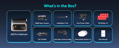 2025 New DDPAI 4K Dash Cam Z60 Pro Support Front and Rear Car Camera SONY STARVIS2 678 Sensor 5GHz Wi-Fi GPS ADAS Car DVR