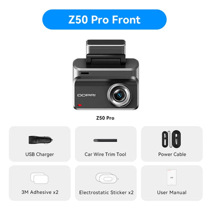 2025 New DDPAI Dash Cam Z50 Pro 4K Car Camera Night Vision 5GHz Wi-Fi GPS ADAS 24H Parking Monitor Support Front and Rear Cam