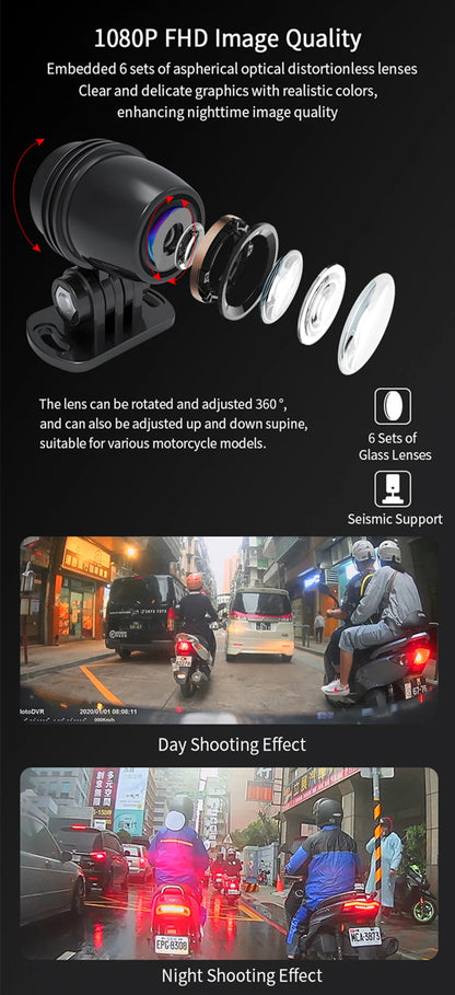 Dual 1080P Motorcycle DVR Full Body Waterproof Moto Camera WiFi GPS Dash Cam Front Rear Driving Video Recorder Black Box