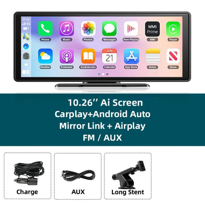 10.26 Inch Portable Wireless Carplay Screen HD Rear Reversing Camera Car Radio DVR MP5 Multimedia Video Player Android Auto