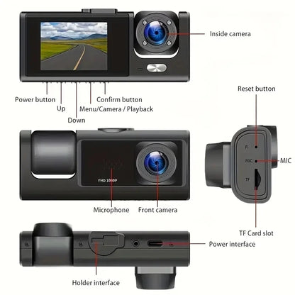 1080P Car Dvr 2/3 Camra Dash Cam for Cars Camera for Vehicle Recorder Video Front Optional Rear Camera  Night Vision Dashcam