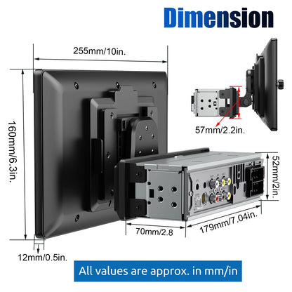 ESSGOO 10.1 Inch Rotatable IPS Touch Screen Single DIN Car Stereo Head Unit Wireless Carplay Android Auto Radio USB AUX TF