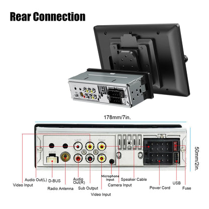 ESSGOO 10.1 Inch Rotatable IPS Touch Screen Single DIN Car Stereo Head Unit Wireless Carplay Android Auto Radio USB AUX TF