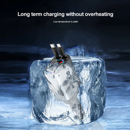 4IN1 Retractable Car Charger with Starlight Type-C Car Charger Adapter Car Phone Charger with Star Light For IOS Android Phones