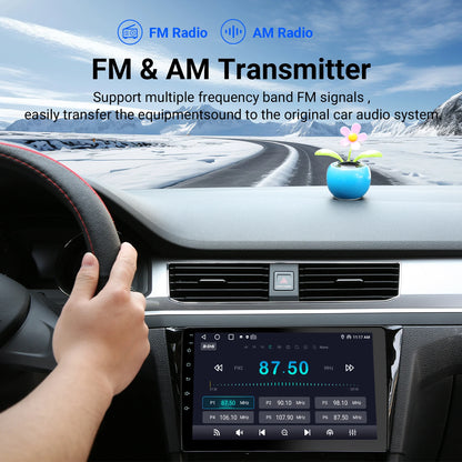 Haudio 9" Wireless Double Din Car Stereo, Car Radio with Apple Carplay & Android Auto/BT 5.4/Backup Camera/Mirror Link/WiFi-6