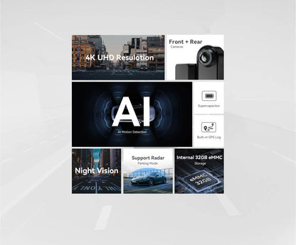 DDPAI Dash Cam N5 Dual Front and Rear 4K Ultra HD Resolution Dash Camera NightVIS ADAS GPS Auto record