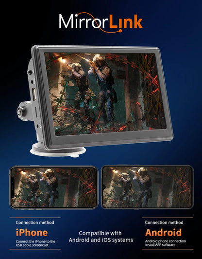 BQCC 7" HD Universal Car MP5 Portable Car Player Wireless Carplay Android Auto Mirrorlink BT USB SD FM transmission car stereo