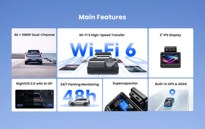 2025 New DDPAI Dash Cam Z50 Pro 4K Car Camera Night Vision 5GHz Wi-Fi GPS ADAS 24H Parking Monitor Support Front and Rear Cam