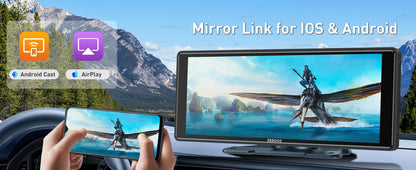 ESSGOO 10.26" portable universal car stereo Radio HD Tour screen GPS Navi WIFI Apple carplay Android auto BT MIrror link AUX FM