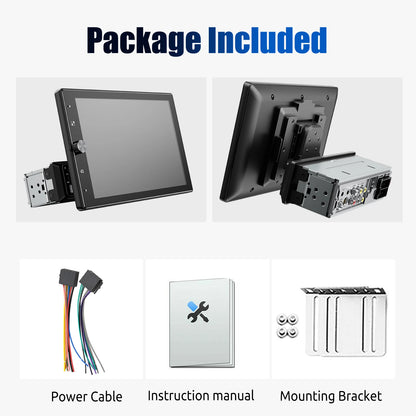 ESSGOO 10.1 Inch Rotatable IPS Touch Screen Single DIN Car Stereo Head Unit Wireless Carplay Android Auto Radio USB AUX TF