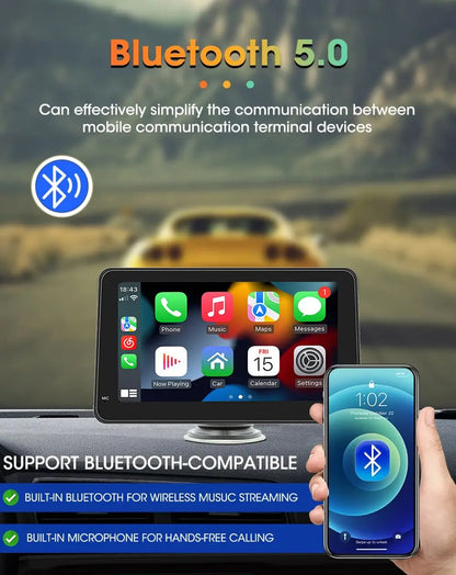 Portable Touch Screen 7inch IPS CarPlay Android Auto Car Radio Multimedia Video Player GPS Navigation  Wifi  Rear View Camera