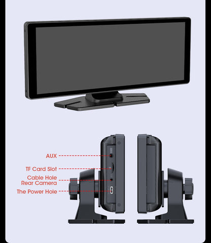 10.26 Inch Portable Wireless Carplay Screen HD Rear Reversing Camera Car Radio DVR MP5 Multimedia Video Player Android Auto