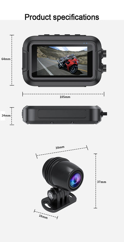 Dual 1080P Motorcycle DVR Full Body Waterproof Moto Camera WiFi GPS Dash Cam Front Rear Driving Video Recorder Black Box