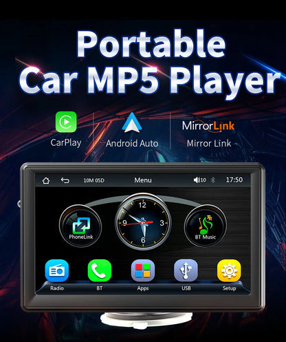 BQCC 7" HD Universal Car MP5 Portable Car Player Wireless Carplay Android Auto Mirrorlink BT USB SD FM transmission car stereo