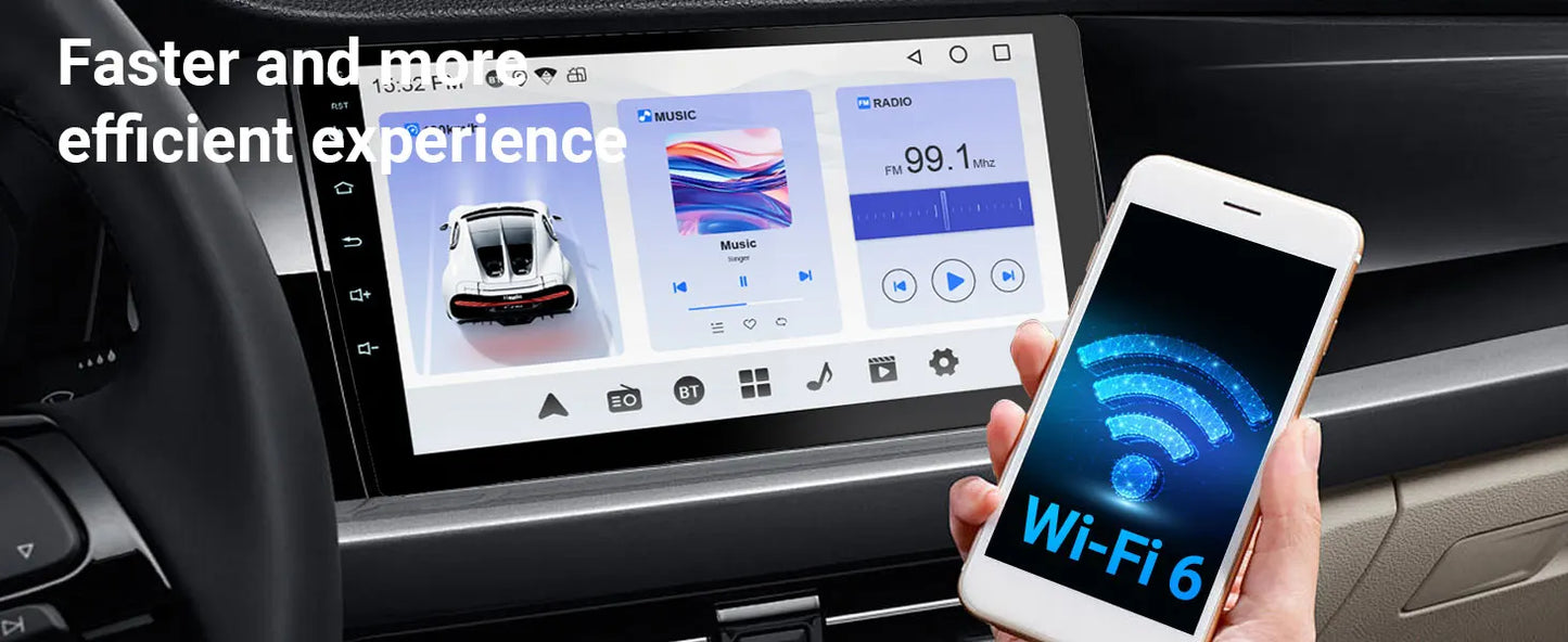 Haudio 9" Wireless Double Din Car Stereo, Car Radio with Apple Carplay & Android Auto/BT 5.4/Backup Camera/Mirror Link/WiFi-6