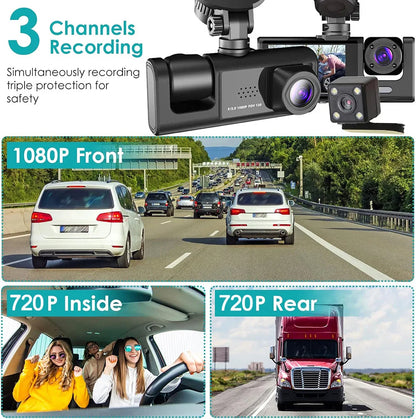 1080P Car Dvr 2/3 Camra Dash Cam for Cars Camera for Vehicle Recorder Video Front Optional Rear Camera  Night Vision Dashcam