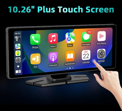 10.26 Inch Portable Wireless Carplay Screen HD Rear Reversing Camera Car Radio DVR MP5 Multimedia Video Player Android Auto