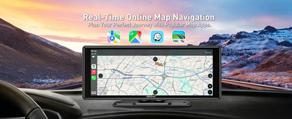 ESSGOO 10.26" portable universal car stereo Radio HD Tour screen GPS Navi WIFI Apple carplay Android auto BT MIrror link AUX FM