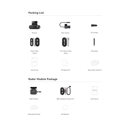 DDPAI Dash Cam N5 Dual Front and Rear 4K Ultra HD Resolution Dash Camera NightVIS ADAS GPS Auto record