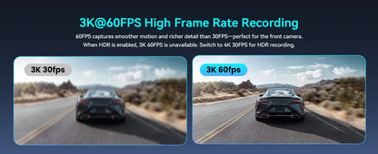 2025 New DDPAI 4K Dash Cam Z60 Pro Support Front and Rear Car Camera SONY STARVIS2 678 Sensor 5GHz Wi-Fi GPS ADAS Car DVR