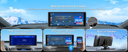 ESSGOO 10.26" portable universal car stereo Radio HD Tour screen GPS Navi WIFI Apple carplay Android auto BT MIrror link AUX FM