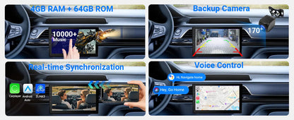 Haudio 9" Wireless Double Din Car Stereo, Car Radio with Apple Carplay & Android Auto/BT 5.4/Backup Camera/Mirror Link/WiFi-6