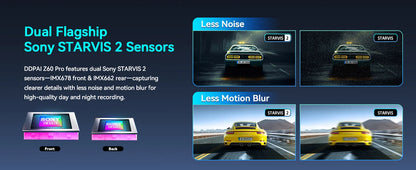 2025 New DDPAI 4K Dash Cam Z60 Pro Support Front and Rear Car Camera SONY STARVIS2 678 Sensor 5GHz Wi-Fi GPS ADAS Car DVR