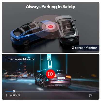 REDTIGER Dash Cam 4K Front and Rear WiFi GPS Car Camera for Parking Mode Car Dvr for Night Vision Car Recorder By App Control