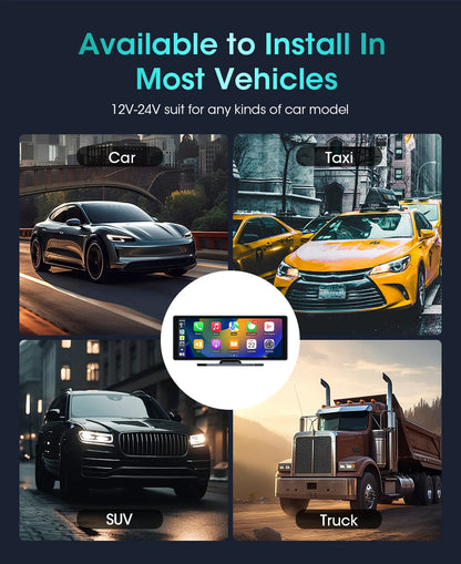 10.26 Inch Portable Wireless Carplay Screen HD Rear Reversing Camera Car Radio DVR MP5 Multimedia Video Player Android Auto