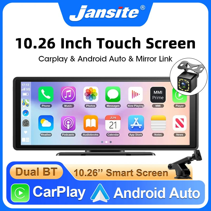 10.26 Inch Portable Wireless Carplay Screen HD Rear Reversing Camera Car Radio DVR MP5 Multimedia Video Player Android Auto