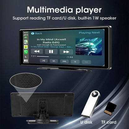 10.26 Inch Portable Wireless Carplay Screen HD Rear Reversing Camera Car Radio DVR MP5 Multimedia Video Player Android Auto