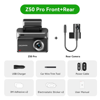 2025 New DDPAI Dash Cam Z50 Pro 4K Car Camera Night Vision 5GHz Wi-Fi GPS ADAS 24H Parking Monitor Support Front and Rear Cam