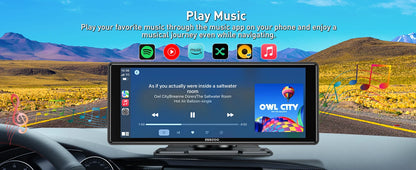 ESSGOO 10.26" portable universal car stereo Radio HD Tour screen GPS Navi WIFI Apple carplay Android auto BT MIrror link AUX FM