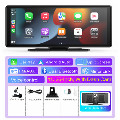 Pionray 11 inches android auto Universal Portable Carplay for Car Screen Car Radio WIFI Video Wireless Carplay Screen for Apple