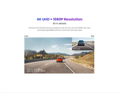 DDPAI Dash Cam N5 Dual Front and Rear 4K Ultra HD Resolution Dash Camera NightVIS ADAS GPS Auto record