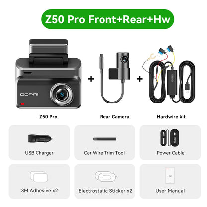 2025 New DDPAI Dash Cam Z50 Pro 4K Car Camera Night Vision 5GHz Wi-Fi GPS ADAS 24H Parking Monitor Support Front and Rear Cam