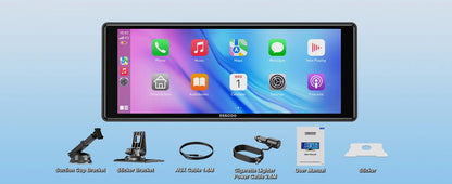 ESSGOO 10.26" portable universal car stereo Radio HD Tour screen GPS Navi WIFI Apple carplay Android auto BT MIrror link AUX FM